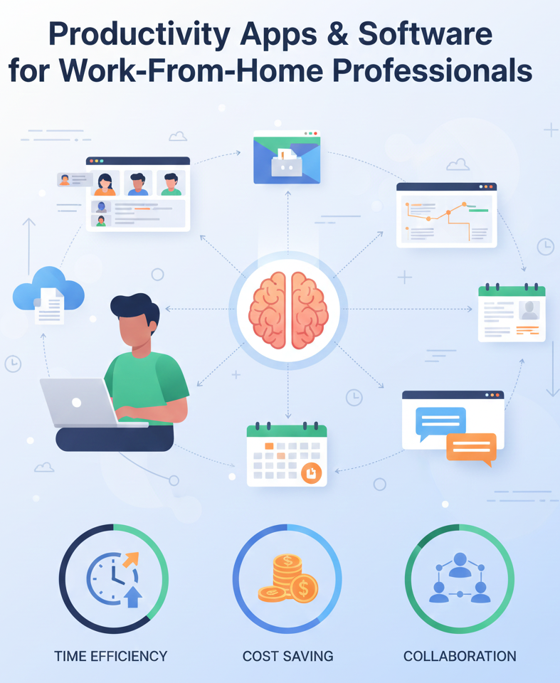 productivity tools, remote work software, work from home, collaboration apps, task management, time tracking, focus tools, workflow automation, team communication, digital workspace, cloud tools, work/life balance, software guide