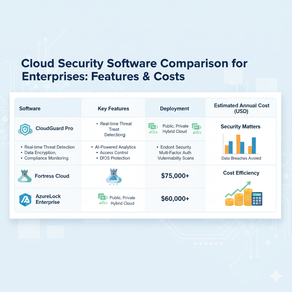 cloud security, enterprise security, cybersecurity, CSPM, CWPP, threat detection, data protection, multi-cloud, cloud software, risk management, security comparison, IT security, compliance tools