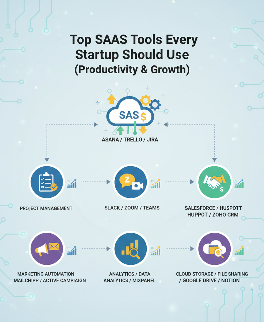 SaaS tools, startup tools, productivity software, collaboration tools, CRM, marketing automation, customer success, analytics tools, business growth, remote work software, project management, finance software, development tools